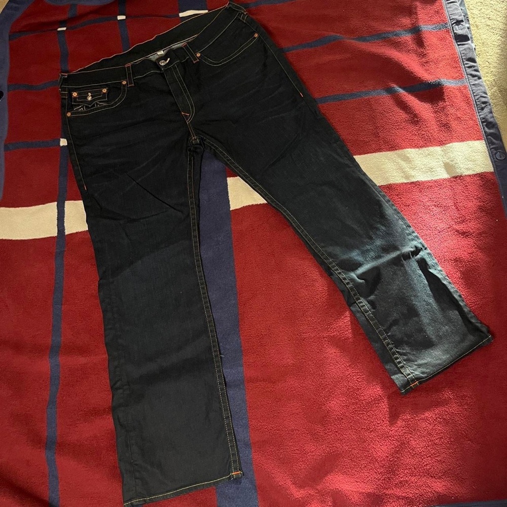 Vintage True Religion Straight Jeans Dark Denim Like New flaps premium basic